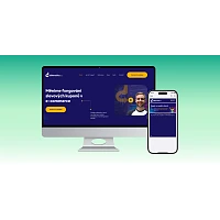 Vorschau der Website děkovačka.cz auf einem Monitor und eine digitale Rabattkarte auf einem Smartphone.